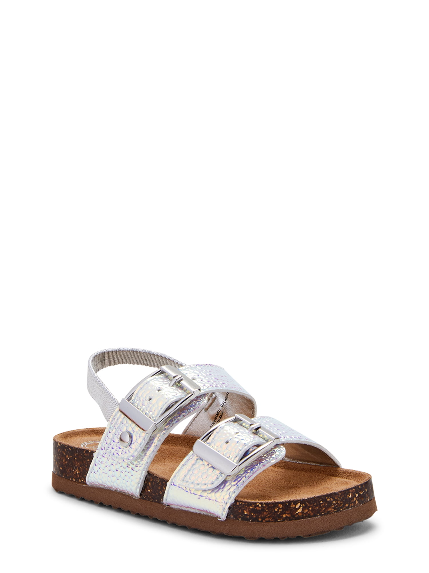 Wonder Nation Toddler Girls Shimmer Two Strap Slide Sandals - Walmart.com