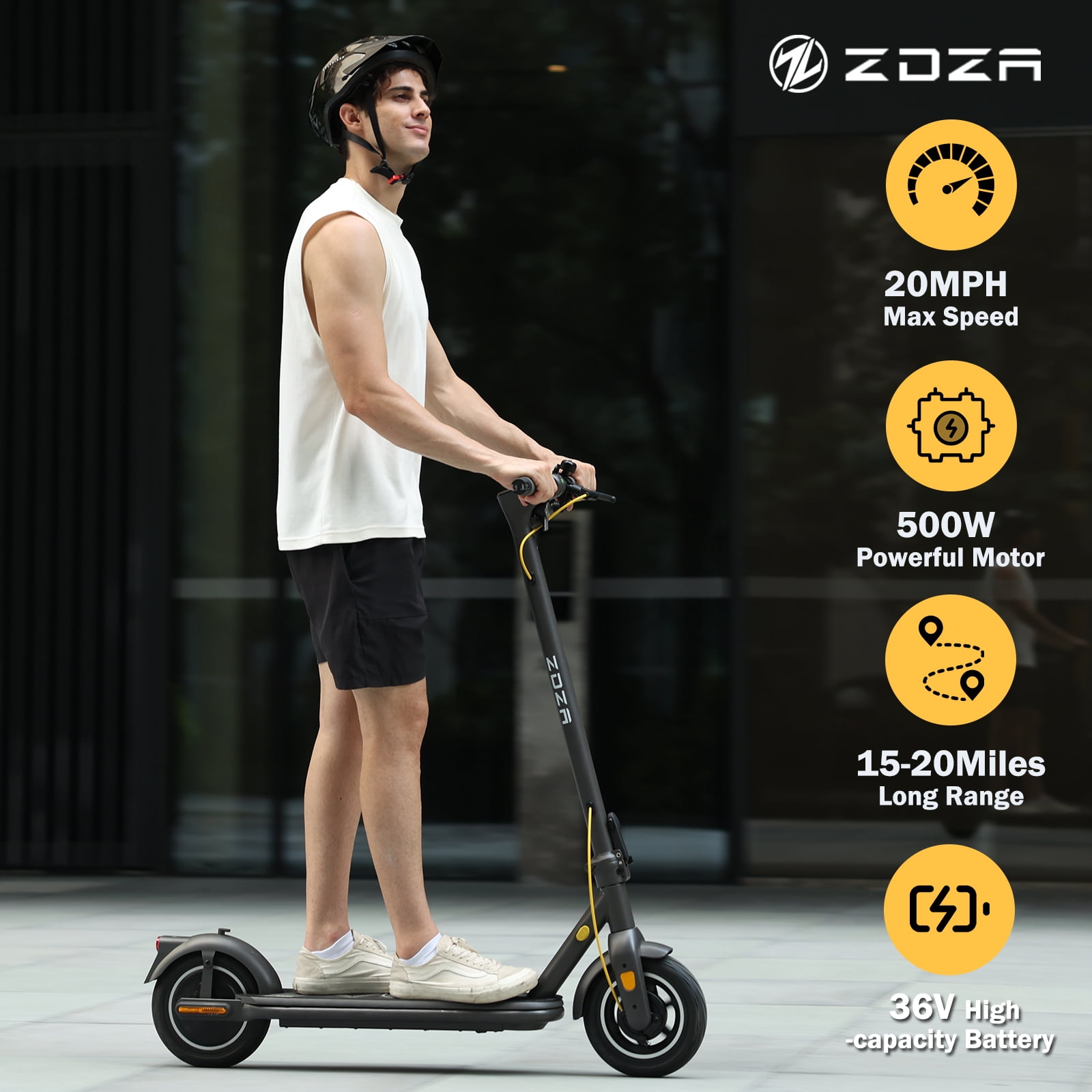ZDZA 500W Electric Scooter, 20MPH 10"Tire Escooter with Turn Signal, Foldable Commuting Electric Scooter for Adults 10.4Ah, UL 2272