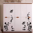 thumbnail image 4 of Set of 2 wall decals, butterflies and flowers, wall stickers, black, self-adhesive wall decals, wall decoration for bedroom, living room, 4 of 5