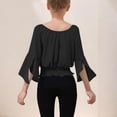 thumbnail image 5 of mgoYE Girls Off The Shoulder Tops Long Sleeve Loose Fit Dress Shirts Blouses(Black,7-8 Years), 5 of 5