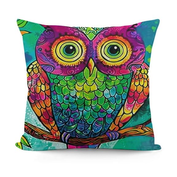 SHANXI Rainbow Owl Welcome Flag Double Sided Welcome Garden Flag for Outdoor House Bird Flag Yard Decoration 12x12in