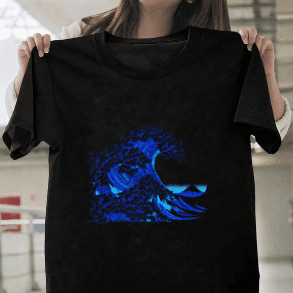 Kanagawa Cat Wave White Great Wave Off Kanagawa Feline Pet Art Unisex T-Shirt, up to size 3XL.