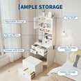 thumbnail image 2 of CazToi Make Up Vanity Desk with Mirror & Lights 3 Drawers Small Vanity Desk with Storage Chair and Cabinets, 2 of 8