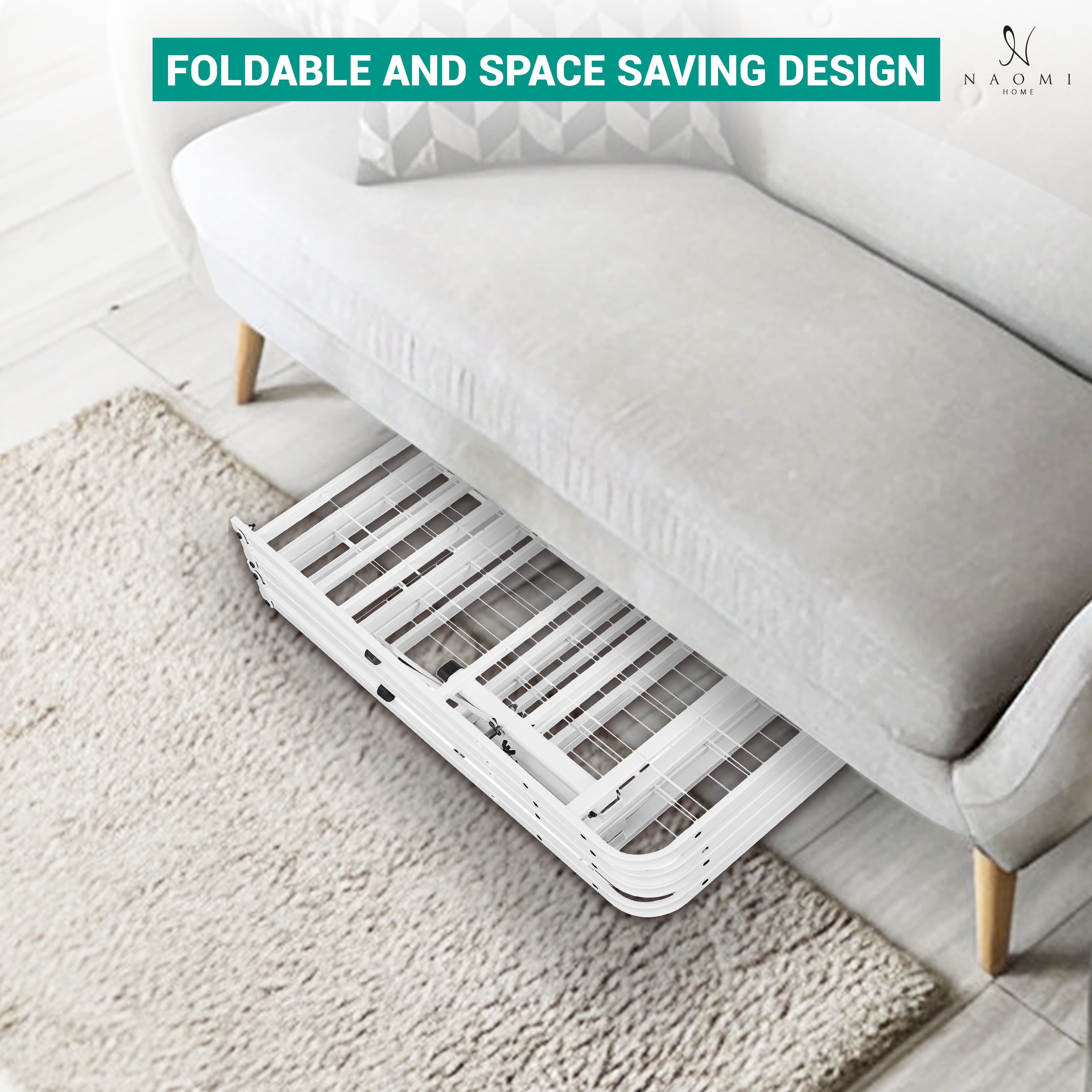IdealBase 14" Foldable Queen Bed Frame – Heavy Duty Metal Platform, Box Spring Replacement