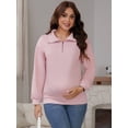 thumbnail image 3 of DARING DIVA Women's Nursing Hidden Zipper Long Sleeve Polo Shirt 2XL Pink, 3 of 8