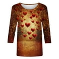 thumbnail image 5 of Enjoytime Valentines Day Women Tops Trendy Heart Printed Crewneck Plus Size Shirts Fashion Casual 3/4 Sleeve Blouses Multicolor XXXXXL, 5 of 5
