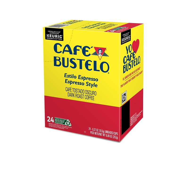 Cafe Bustelo Espresso Style K-Cup Coffee Pods, Dark Roast, 24 Count for Keurig Brewers