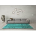 thumbnail image 3 of Ahgly Company Machine Washable Indoor Square Oriental Turquoise Blue Industrial Area Rugs, 7' Square, 3 of 4