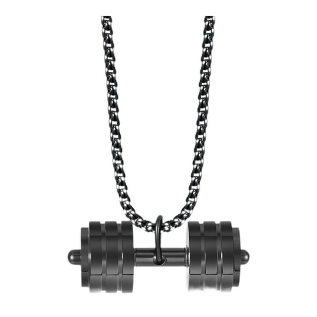 Colgante con mancuernas,Colgante con mancuernas para decoración de fiestas de hombres,Collar con barra minimalista decorativo para festivales,Joyas Fitness Regalos de Moda Carnaval Negro