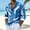 Blue, variant on Zysthvn Long Sleeve Casual Shirts for Men Plus Size Vacation Tshirts Shirts for Men Lightweight Lapel Printed Button Tops