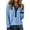 314#Blue, variant on Womens Polo Shirts Waffle Knit Denim Lapel Patchwork Contrast Cuff Long Sleeve Shirts Blue 2XL