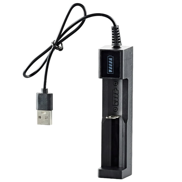 HLONK USB Smart Single Slot Charger 18650 Lithium Charger Small Fan Flashlight Battery Charging Adapter With Indicator Light