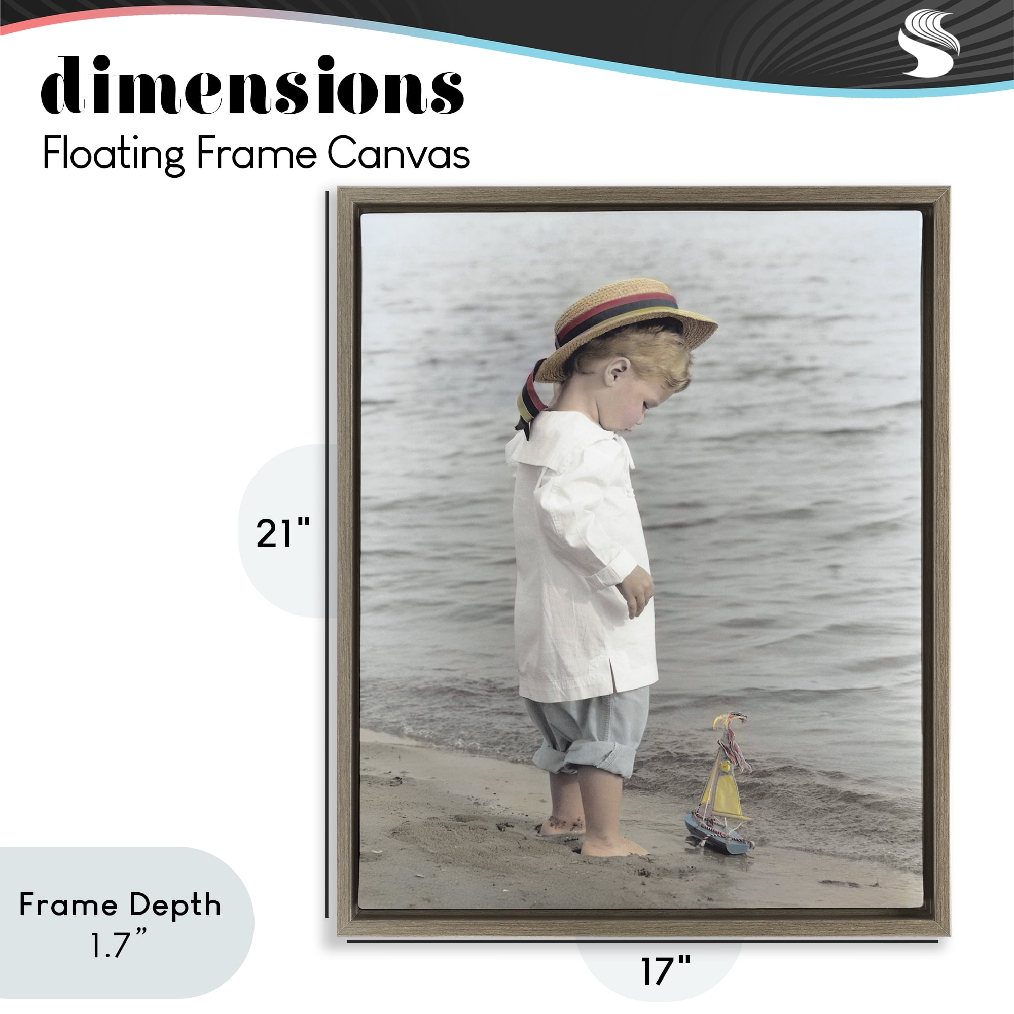 Stupell Industries Child on Beach Shore Brown Framed Floater Canvas Wall Art, design by Kendra Dew