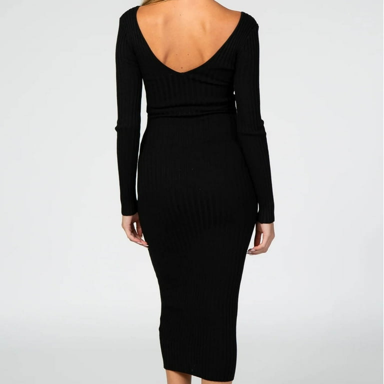 knee length dresses for ladies Holy Grail Nursing Dress - Long Sleeve - Black