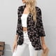 thumbnail image 5 of Blusa de manga 3/4 para mujer, informal, cómoda, con estampado de cárdigan Pompotops qwe20508, 5 of 8