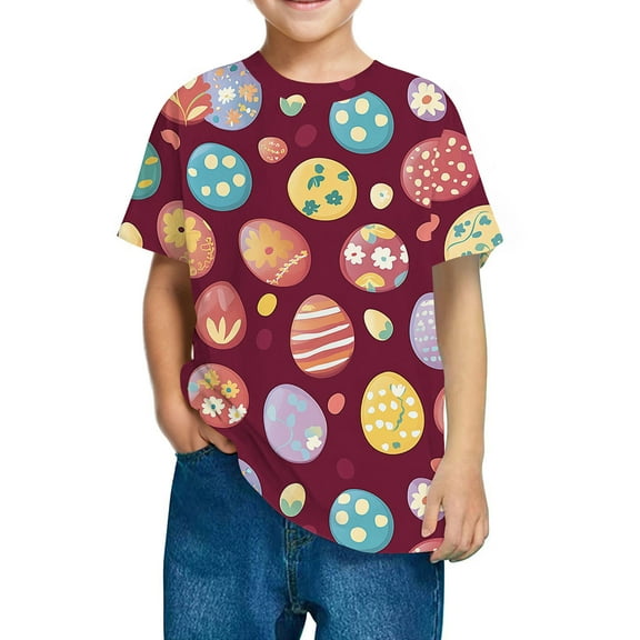 Kaemgyyd 3-10 Y Toddler Girls Boys Easter Shirts Cute Short Sleeve Tees Baby Kids Easter Outfit Cotton Graphics Tops Summer Clothes