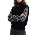 thumbnail image 4 of THNCYX Half Zip High Neck Long Sleeve Knit Tops For Women Colorblock Casual Winter Sweaters Soft Comfort Womens Sweaters Modern Look, 4 of 5