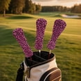 thumbnail image 2 of Uorisanigo Golf Club Headcover 3/5 Wood Headcover Elastic Closure Premium Leather Pink Cheetah Leopard Print Golf Driver Headcovers, Fairway Wood Head Cover, Hybrid Cover, Set of 3, 2 of 7