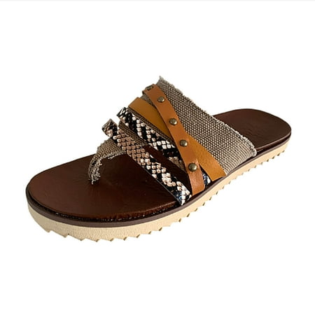 

Heeled Sandals for Women Cutout Sandals For Women Summer Fashion Flat Shoes Retro Slippers Flip Flops