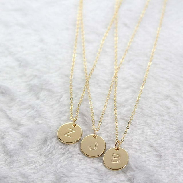 Collier Pendentif Rond en Forme de Pièce, Collier alphabet pour Filles, Chaîne de Disque pour le Cou, Cadeau pour Femmes, Bijou Féminin