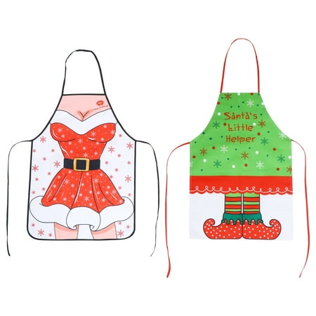 

BESTONZON 2pcs Christmas Santa Claus Apron Creative Cooking Apron Kitchen Supplies