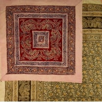 Veggie Dye Block Print Duvet Cover Cotton  92" x 88" Fits Full-Queen Multi Color