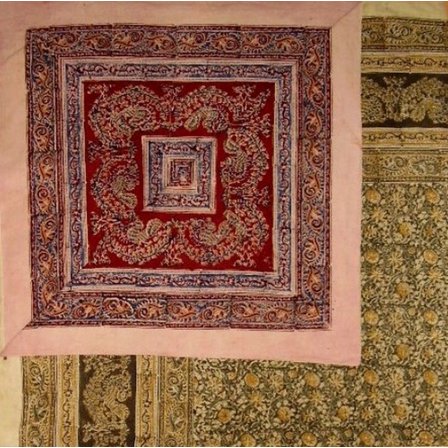 Veggie Dye Block Print Duvet Cover Cotton  92" x 88" Fits Full-Queen Multi Color