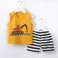 thumbnail image 2 of TOWED22 6M-4T Baby Boy Shorts Set Holiday Outfit Print Sleeveless T Shirt Tees Tank Tops Shorts Kids Summer Clothes Light Yellow,12-18 M, 2 of 4