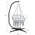 thumbnail image 2 of Costway Support de Hamac Suspendu avec Chaise Balançoire en Macramé de Coton Gris, 2 of 6