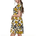 thumbnail image 2 of Picia Snake And Rose Pattern Women's Short Sleeve Summer Dress Pleated Loose Swing Knee Length Short Sleeve Swing Dresses, 2 of 6