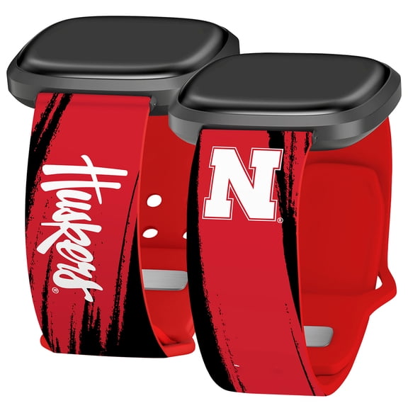 Nebraska HD Paint Stripe Unisex Watch Band for FitBit Versa 3 & Sense (Long)