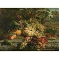 thumbnail image 2 of Gerardina Jacoba van de Sande Bakhuyzen 14x11 Black Ornate Wood Framed Double Matted Museum Art Print Titled: Still Life with Flowers and Fruit (1869), 2 of 5