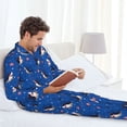 thumbnail image 6 of Naloa Cute Shark Cartoon Men’s Pajamas Set - Long Sleeve Button Down Sleep Shirt and Pajama Bottoms Sleepwear Set-X-Large, 6 of 7