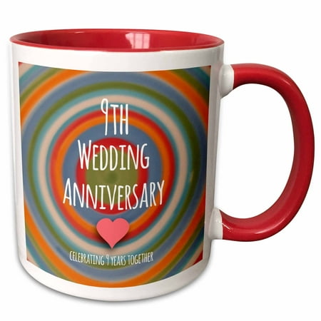 3dRose 9th Wedding  Anniversary  gift  Pottery celebrating 