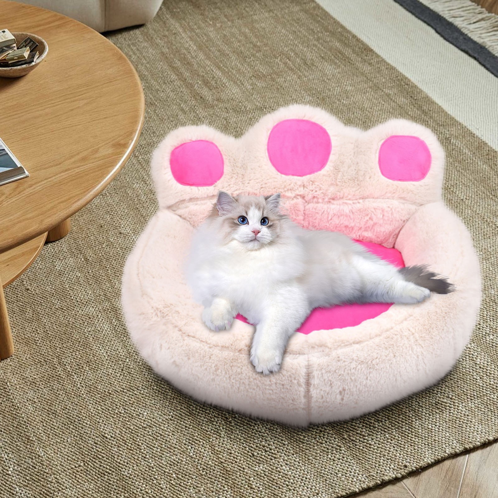 Outoloxit Panda Paw Shaped All-Season Pet Bed for Cats and Dogs, Soft Washable Mat, Small Size 16-18 Inches for Pets up to 5 lbs