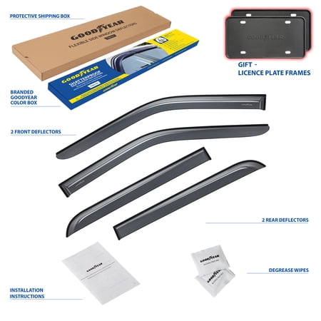 Goodyear Shatterproof Window Deflectors for Ford F150 2015-2026 SuperCrew, Tape-on Rain Guards, Window Visors, Vent Deflector Visor, Car Accessories, 4 pcs. - GY008885
