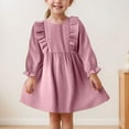 thumbnail image 2 of Toddler Girl Party Dress 2Nd Birthday Outfit Girl Toddler Dress Long Sleeve Baby Little Girls Dresses Ruffle Fall Winter Dresses for Girls Casual Party Birthday Dress Pink 5 Years, 2 of 9