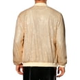 thumbnail image 3 of INSPIRE CHIC Sequin Varsity Jacket for Men's 70s Disco Zipper Party Glitter Shiny Bomber Jackets 2XL Golden, 3 of 4