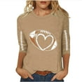 thumbnail image 2 of EchfiProm 3/4 Sleeve Womens Shirts Khaki Football Pullover Loose Fit Casual Crew Neck Blouse, 2 of 3