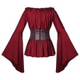 thumbnail image 3 of JFGHDG Medieval Dress for Women Pirate Dress Corset Dress for Women Bandage Dress Renaissance Dresses Retro Dresses for Women Steampunk Dress Womens Gothic Dress Red 2xl, 3 of 4