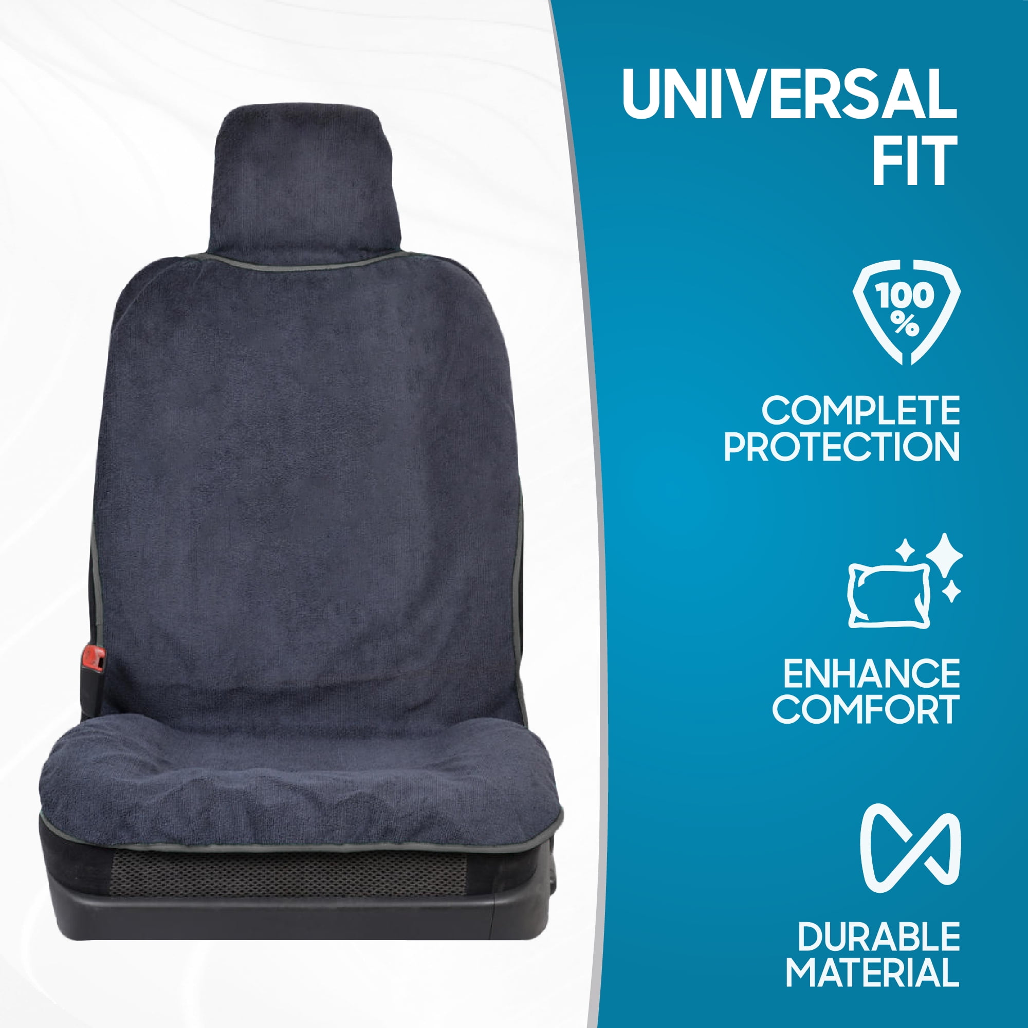 BDK UltraFit Waterpoof Car Seat Towel Cover, Gray Trim – Washable Sweat Seat Protector, Ideal for Gym Swimming Surfing Running Crossfit, Fits Most Auto Truck Van and SUV