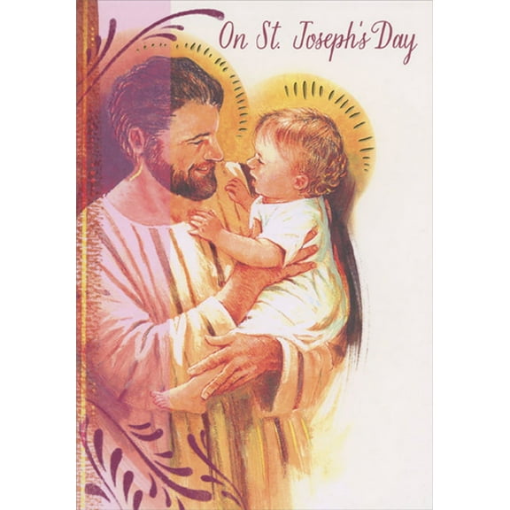 Designer Greetings Joseph Holding Toddler Religious St. Joseph's Day Card