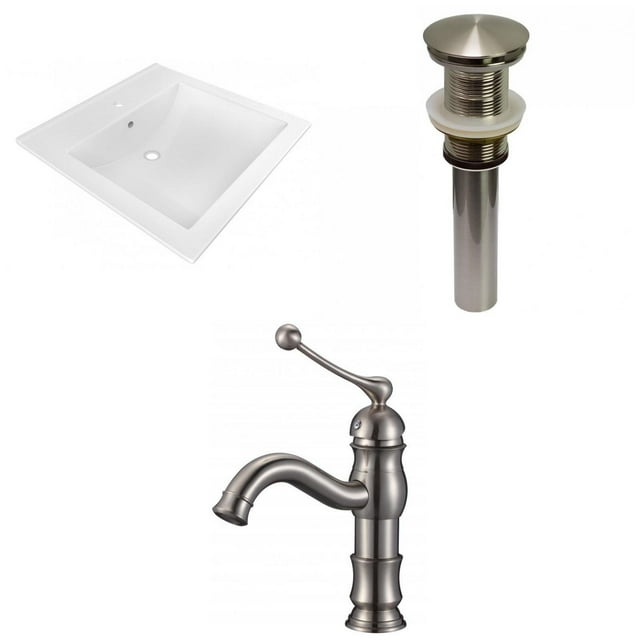 American Imaginations 21.5-in. W 1 Hole Ceramic Top Set In White Color - Drain Incl. AI-33215