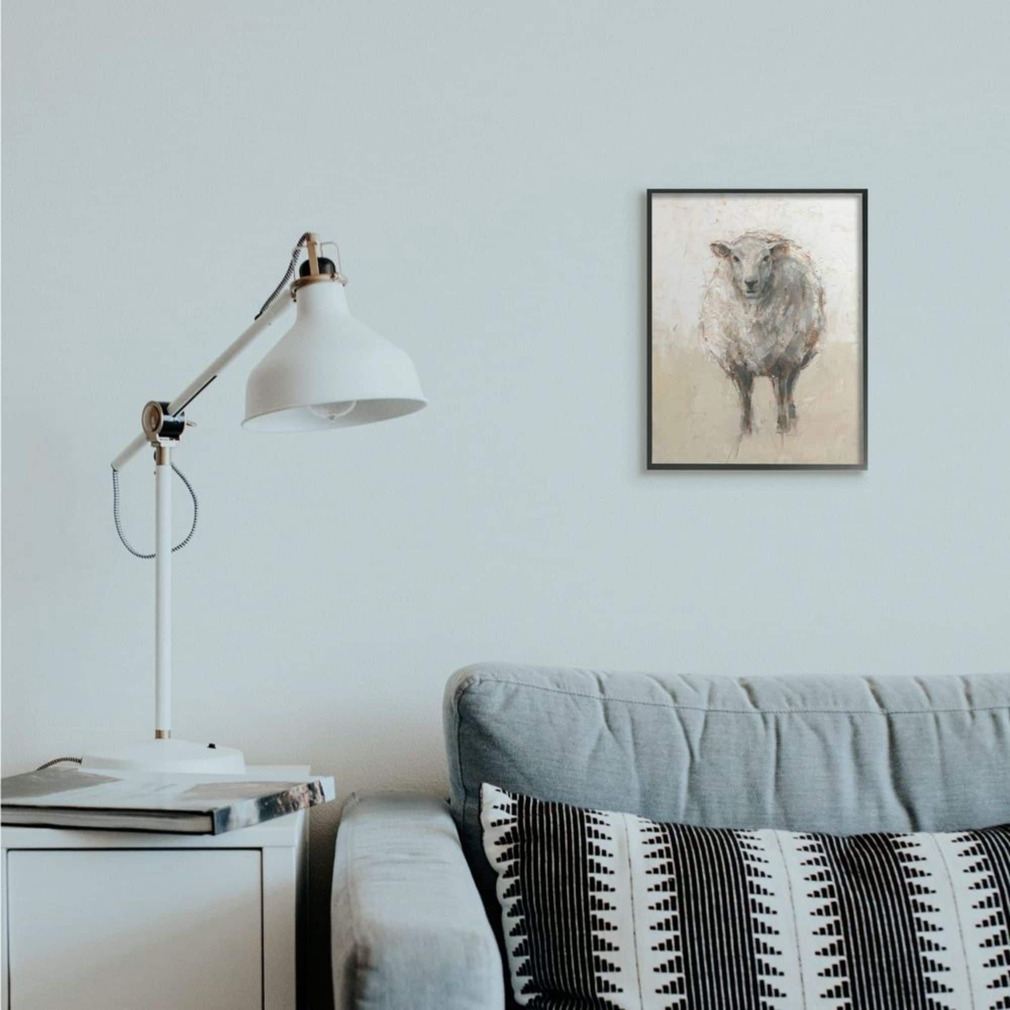 Stupell Industries Minimal Sheep Painting Beige Tan Farm Animal Design by Ethan Harper