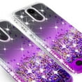 thumbnail image 4 of LG Phoenix 4/Zone 4/Aristo 3/Tribute Empire/Rebel 4 LTE/Aristo 2 Plus Case w[Temper Glass] Liquid Glitter Shock Proof Cute Phone Case Bling Diamond Bumper Girls Women - Violet/Clear, 4 of 5