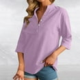 thumbnail image 5 of 3/4 Sleeve Women's Top Casual Loose Round Neck T Shirt Cute Solid Color Long Version Top Loose Tees for Women Short Sleeve Shirt Solid Womens Shirts Tan Raglan Shirt Women Petite Turtleneck Womens, 5 of 5