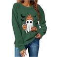 thumbnail image 2 of Halloween Ghost Print Sweatshirts Women Spooky Season Sweater Cute Bookish Shirt Fall Pullover Tops Workout/Party Fall Outfits & Winter Clothes, 2 of 6