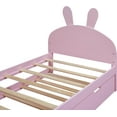 thumbnail image 5 of Trundle Bed Twin,Wood Twin Size Platform Bed with Cartoon Ears Shaped Headboard and Trundle, 5 of 6