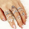 thumbnail image 2 of Juego De 10 Uds. De Anillos Para Nudillos Vintage, Anillos De Articulación Apilables Para Mujer, Anillos De Dedo Tallados Huecos Bohemios, Anillos Midi De Cristal Noticed AP006109-00, 2 of 6