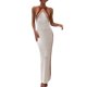 thumbnail image 1 of VISgogo Vestido de punto para mujer, tirantes finos, color de contraste, vestido largo de cóctel para fiesta de verano VISgogo  moda, 1 of 9